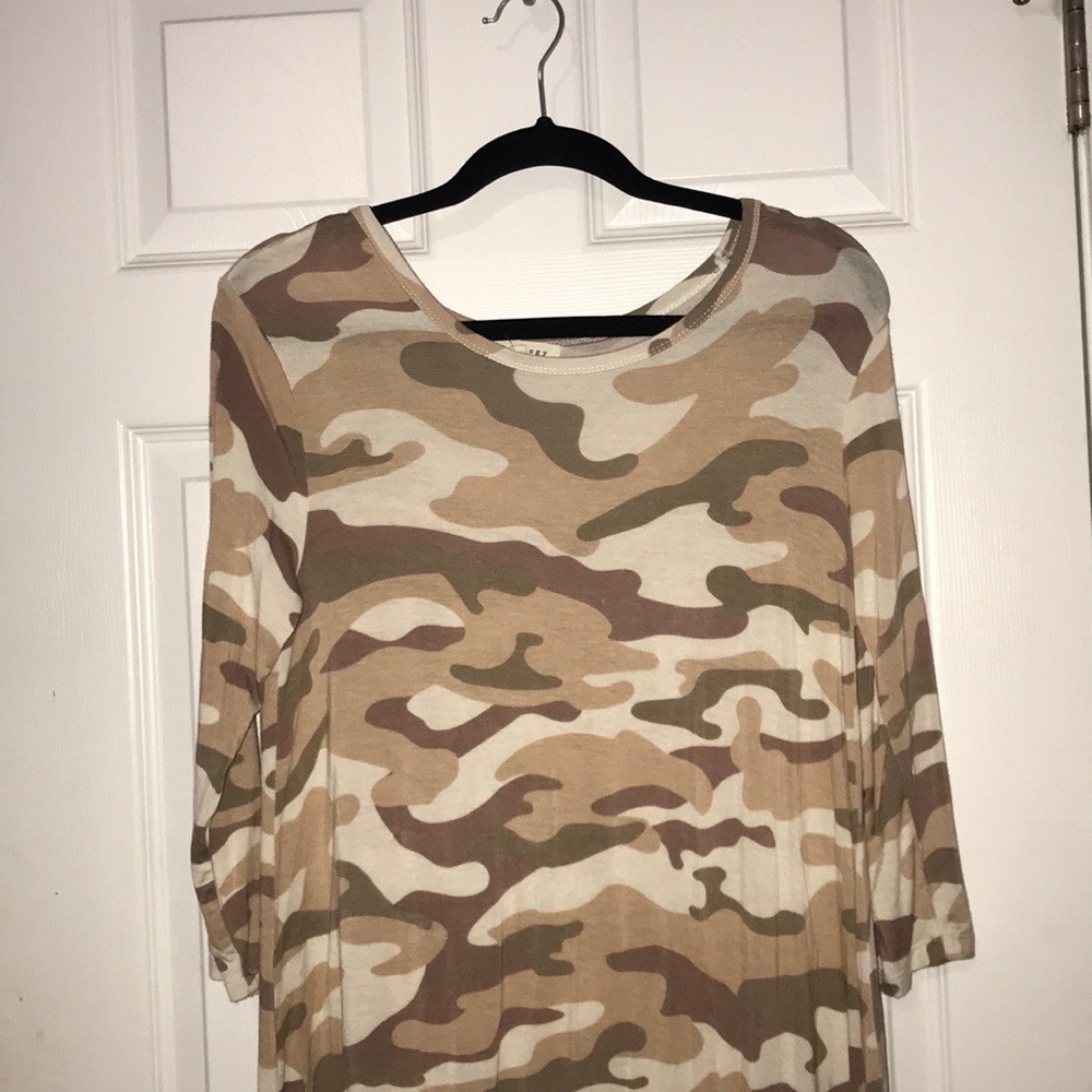 Long Sleeve Camo T-Shirt Dress - Picture 3 of 4